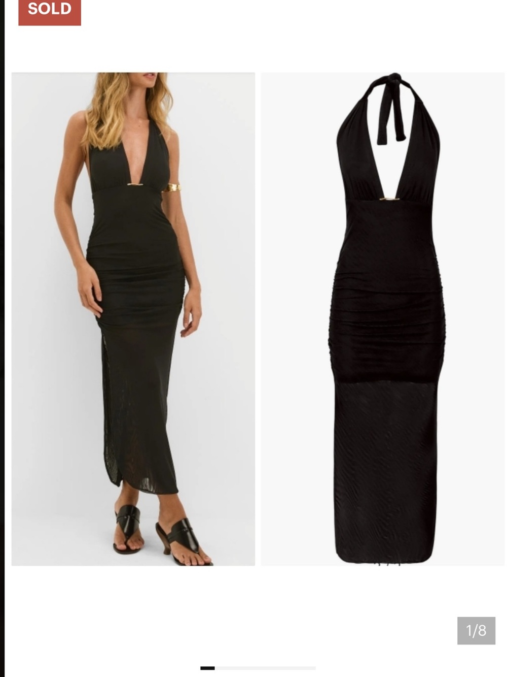 New Caroline Constas Salma Halter Gold Plated Detail Black Cover-Up Dress NWT